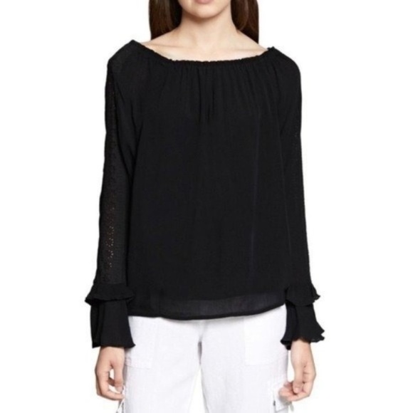 Sanctuary Tops Sanctuary Artisan Peasant Blouse Black Eyelet Top